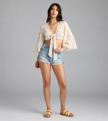 Want To Want Me Floral Crochet Tie Front Top