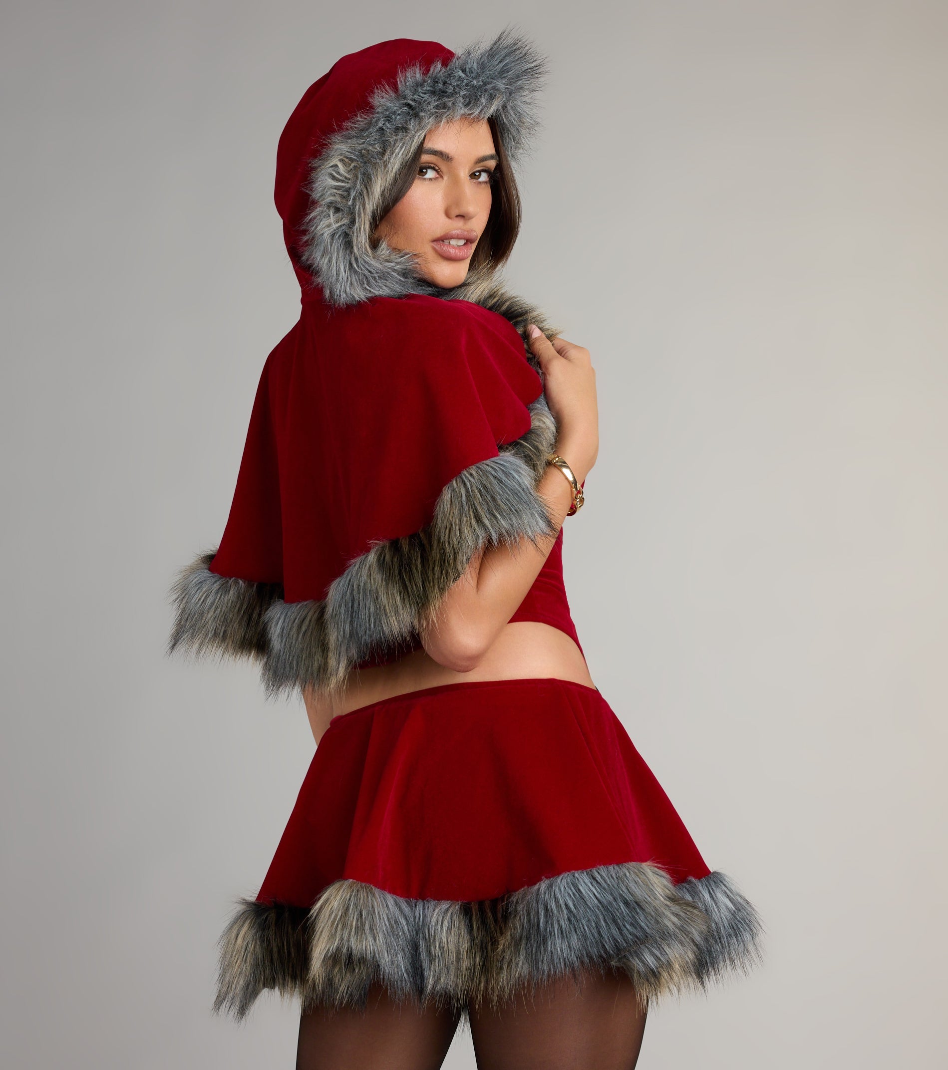 Little Red Velvet Hooded Cape