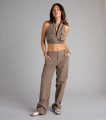 Zip It and Chill Mock Neck Cargo Vest