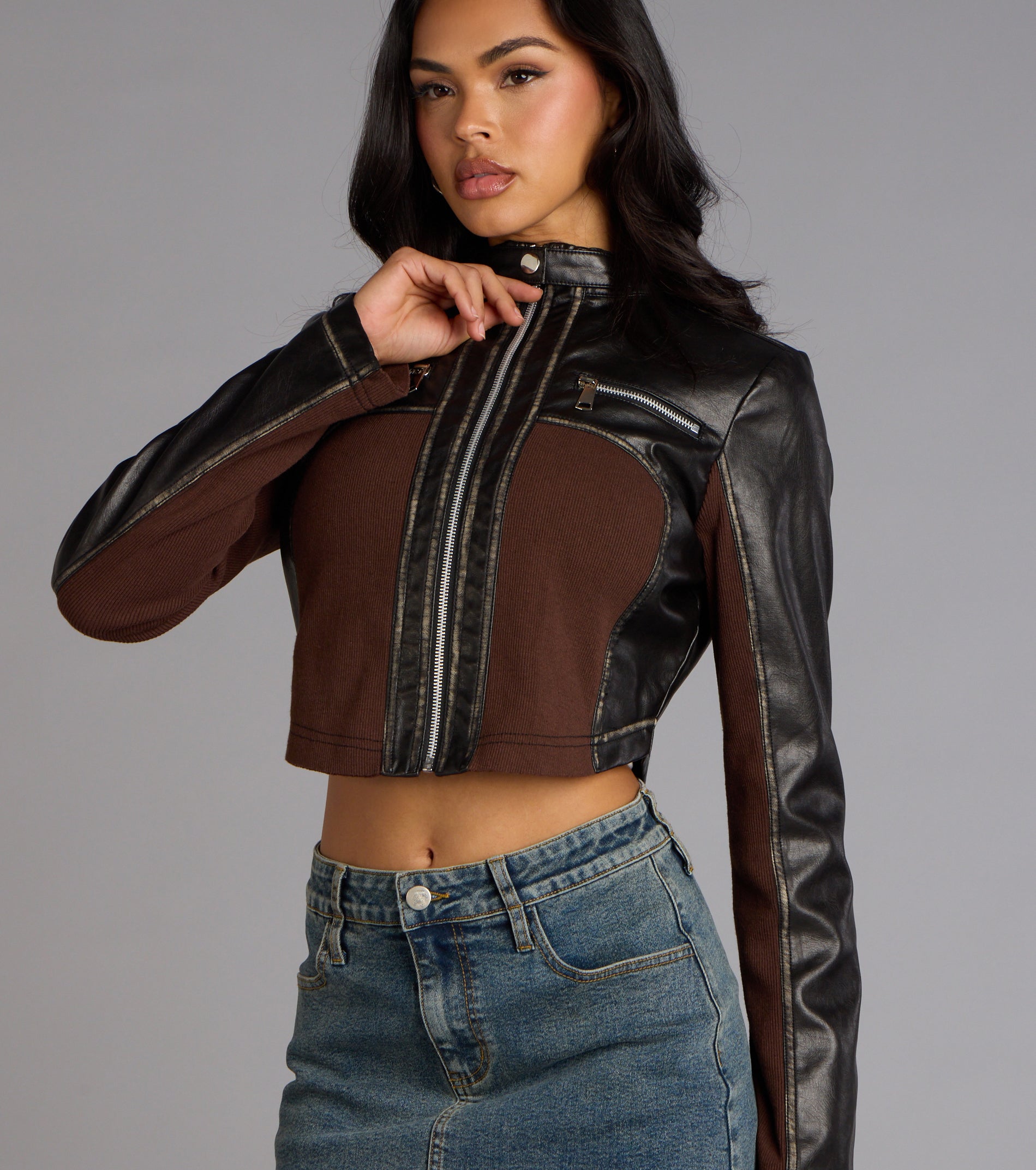 Speed Dial Faux Leather Motocross Jacket