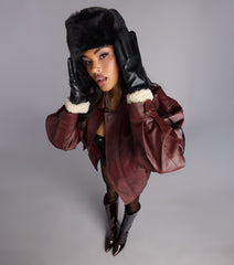 City Rebel Faux Leather Bomber Jacket