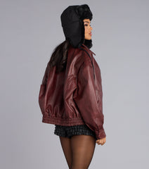 City Rebel Faux Leather Bomber Jacket