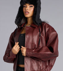 City Rebel Faux Leather Bomber Jacket