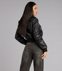 Cool Intentions Faux Leather Bomber Jacket