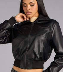 Cool Intentions Faux Leather Bomber Jacket