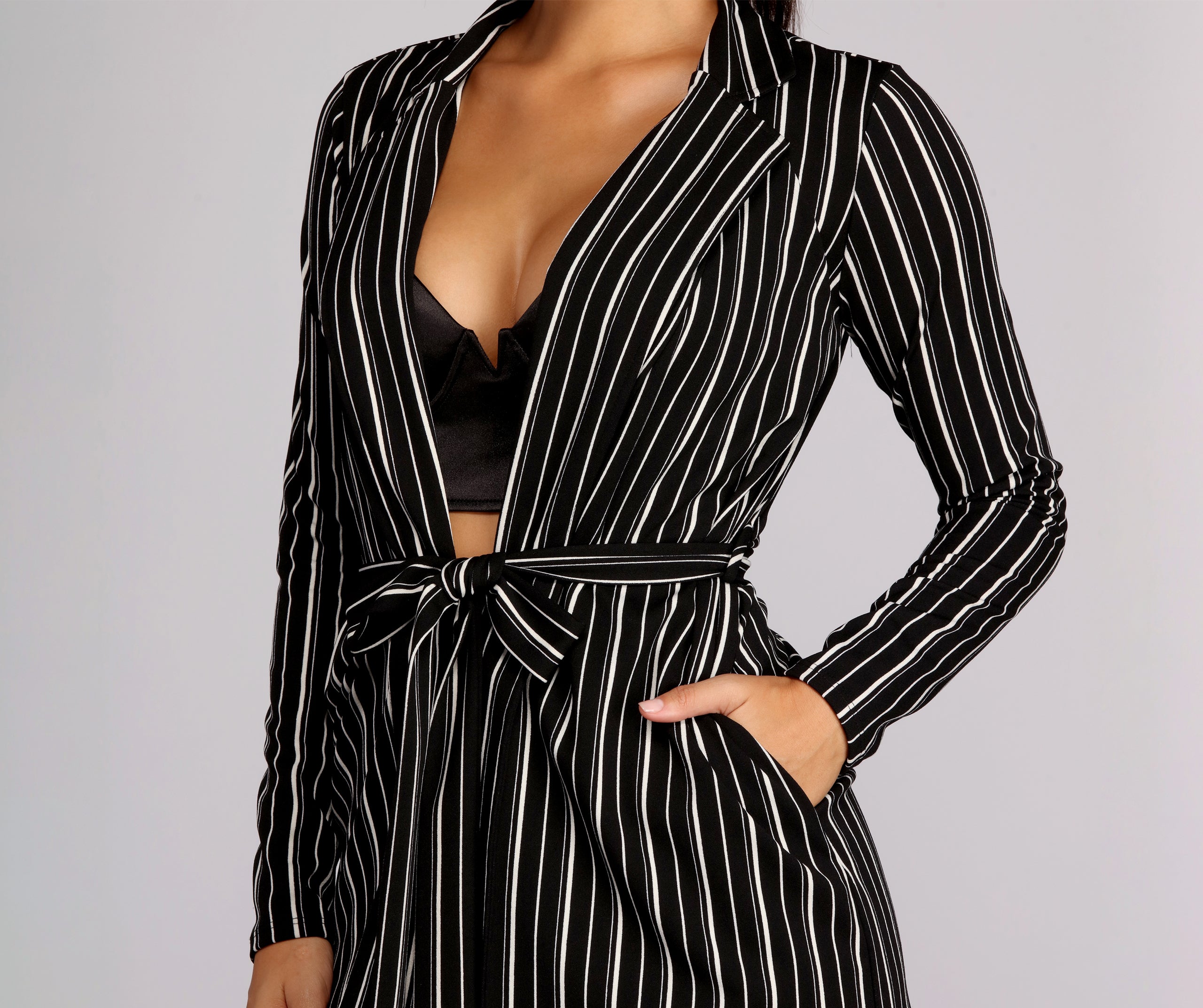 Sophisticated In Striped Trench Coat