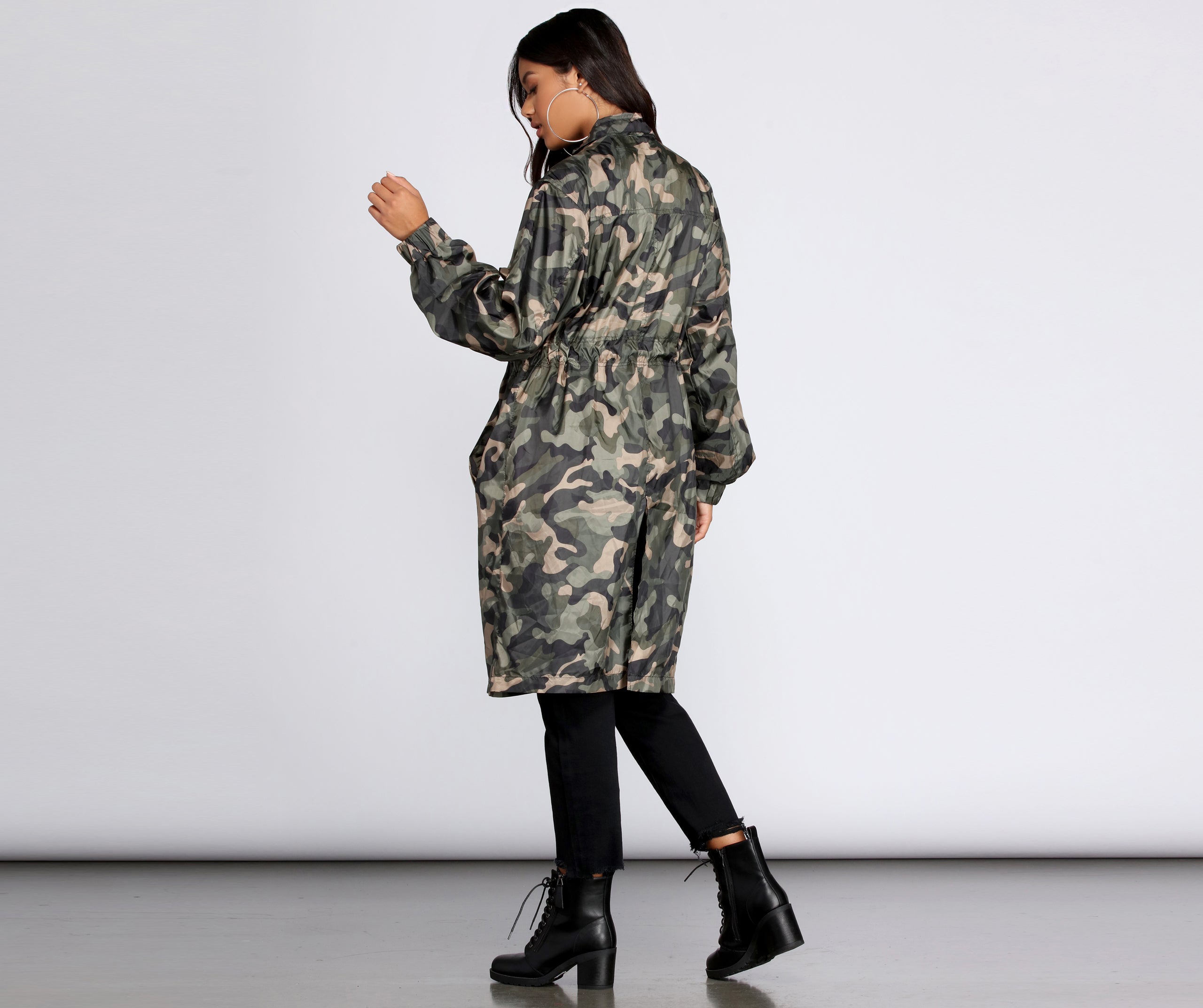 Long Line Camo Anorak Windbreaker