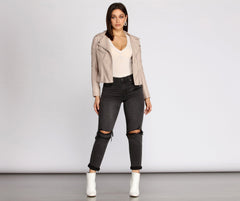 Asymmetric Zip Faux Leather Jacket