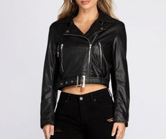 Living On The Edge Faux Leather Moto Jacket