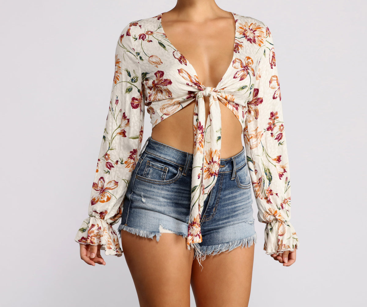 Floral Affair Tie Front Top