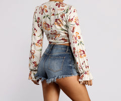 Floral Affair Tie Front Top