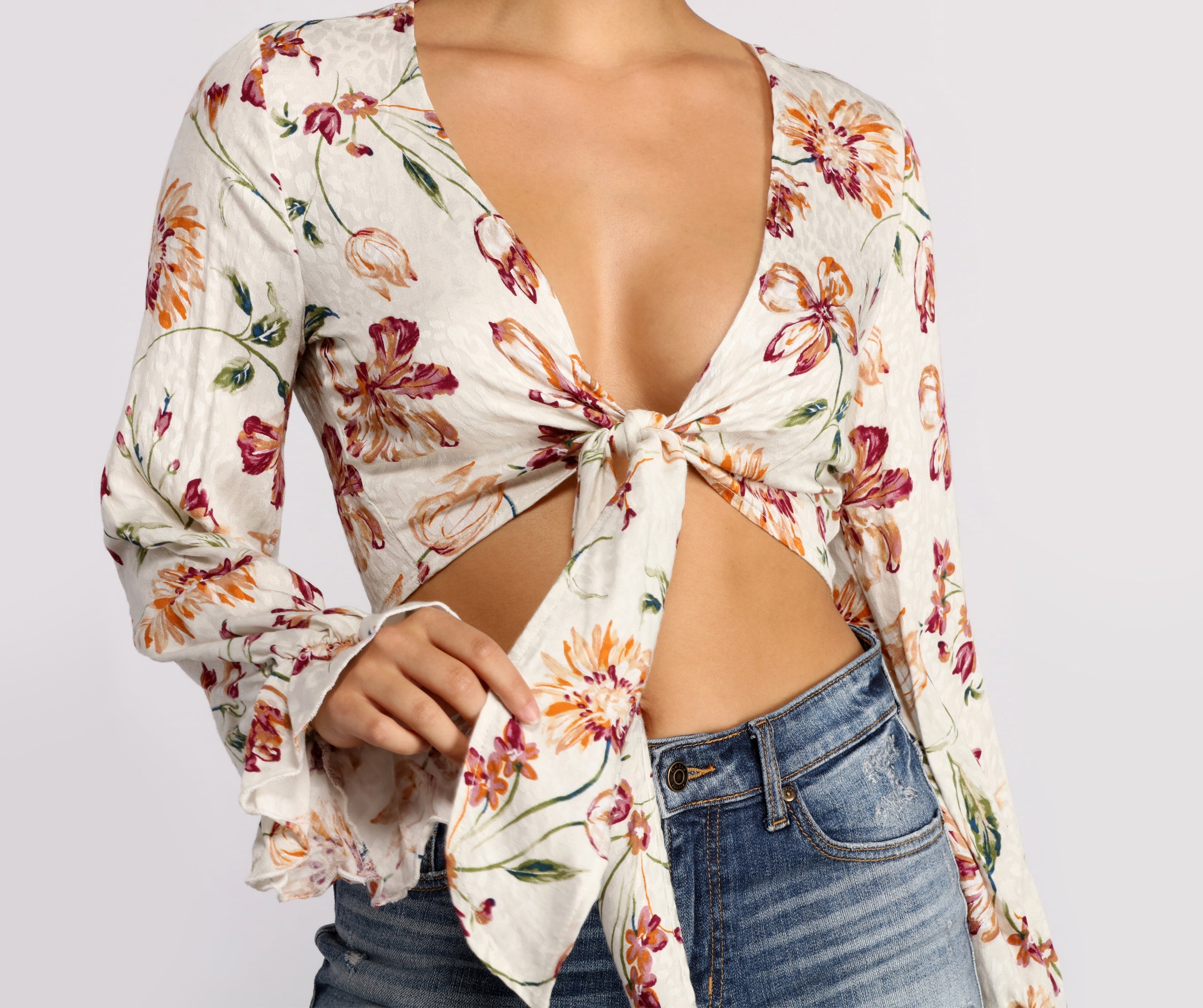 Floral Affair Tie Front Top