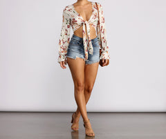 Floral Affair Tie Front Top