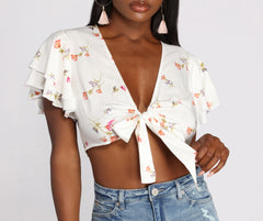 Flutter Baby Tie Front Crop Top