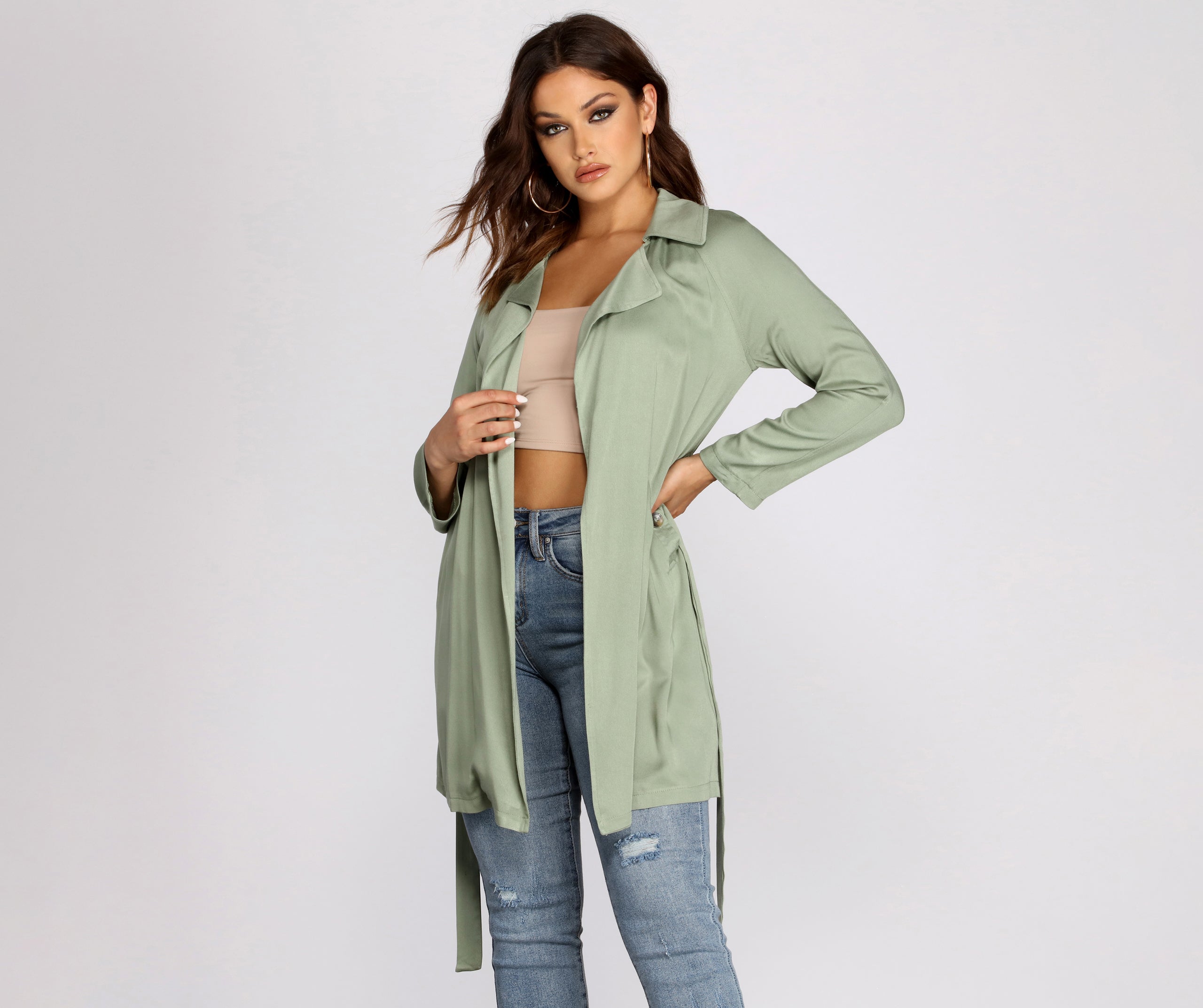 Nine To Five Belted Trench Coat