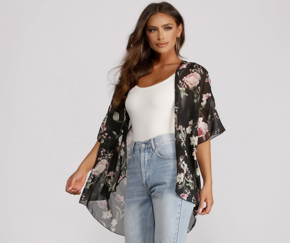 Floral Moment Chiffon Kimono