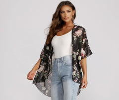 Floral Moment Chiffon Kimono