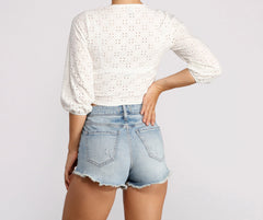 Summer Day Eyelet Tie Front Top