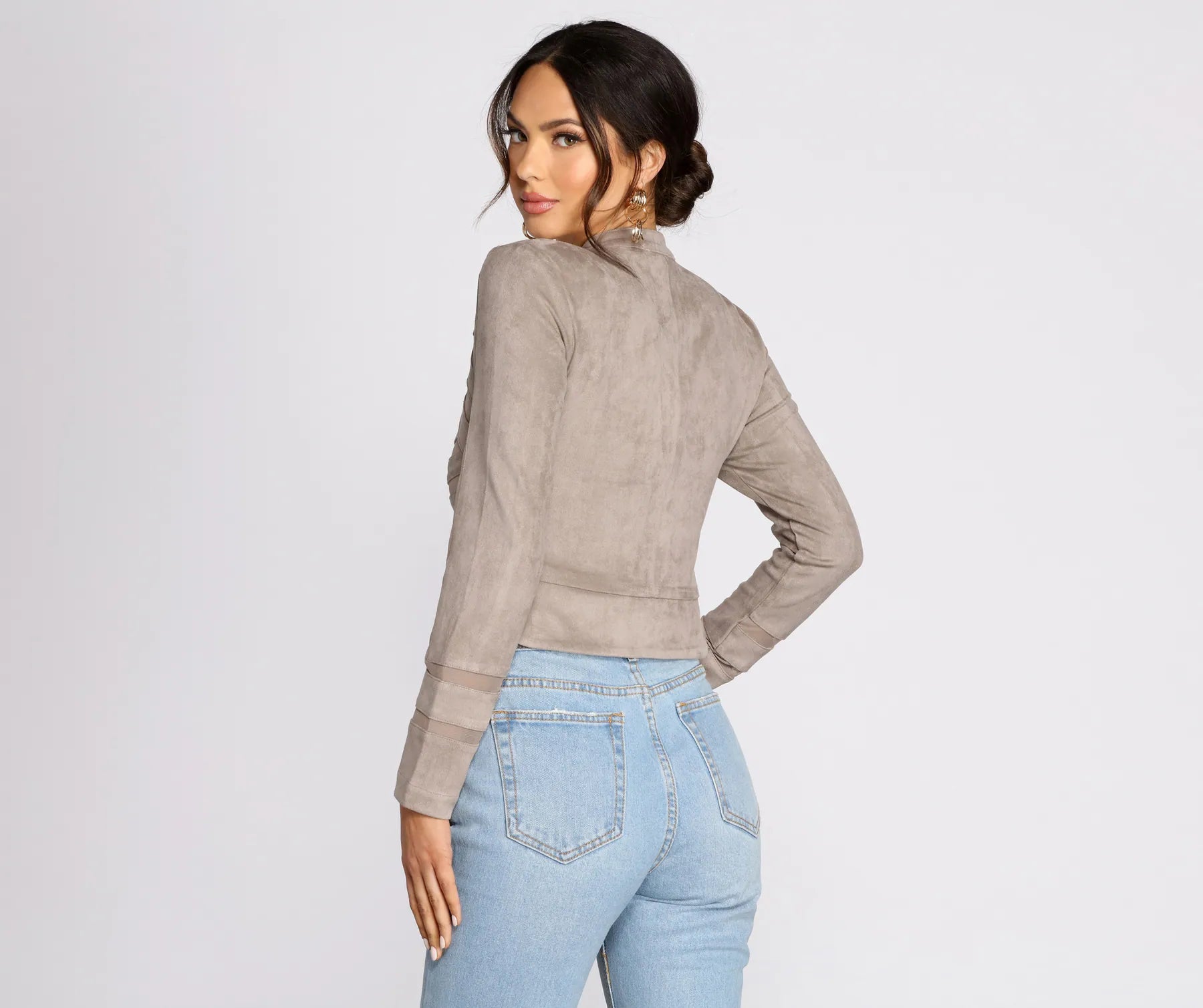 Sweet And Sheer Faux Suede Jacket