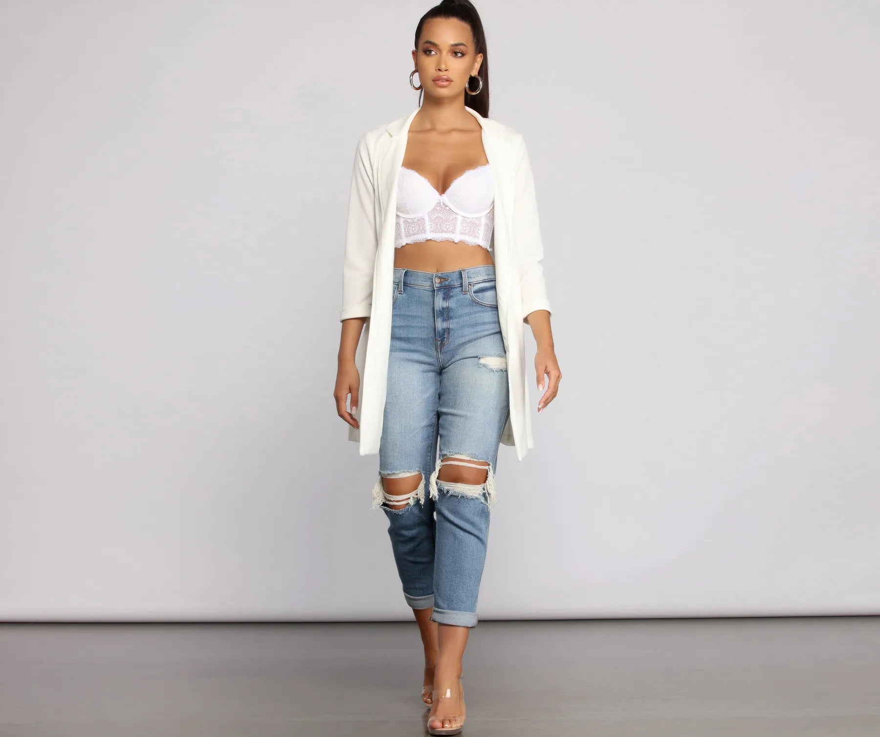 Level Up Long Line Crepe Blazer