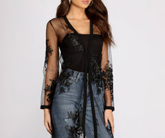Feel It In The Air Applique Sheer Duster