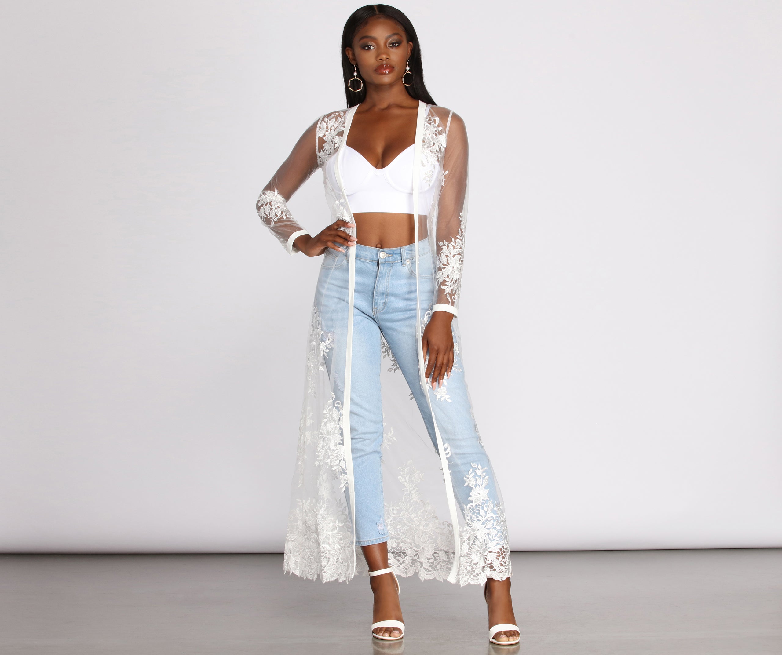 Feel It In The Air Applique Sheer Duster