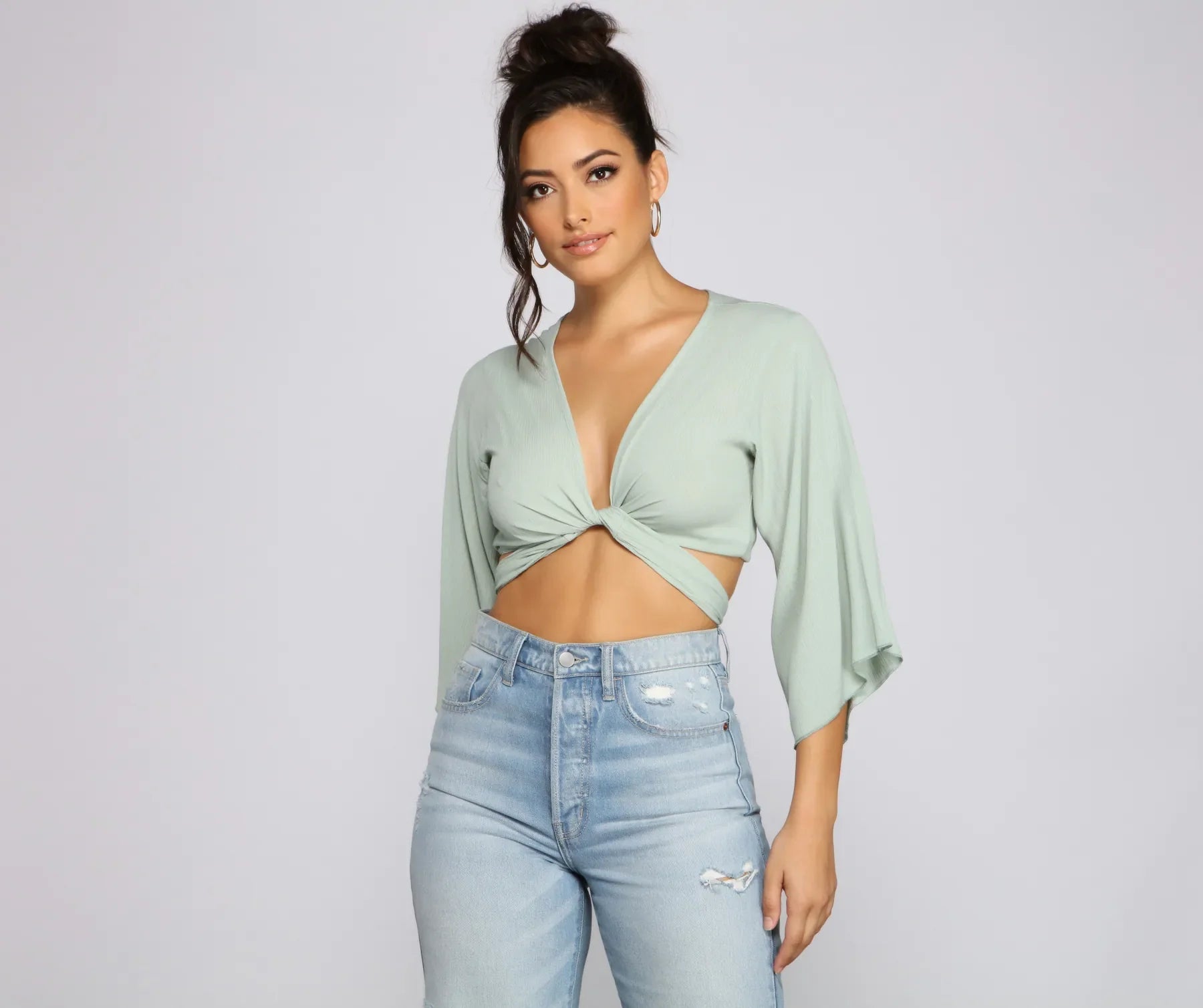 Take A Gaze Gauze Tie Front Top