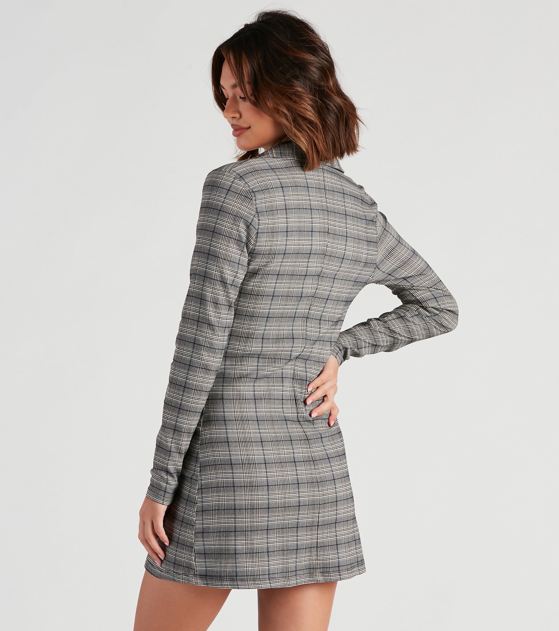 Perfectly Prepped Plaid Long Blazer