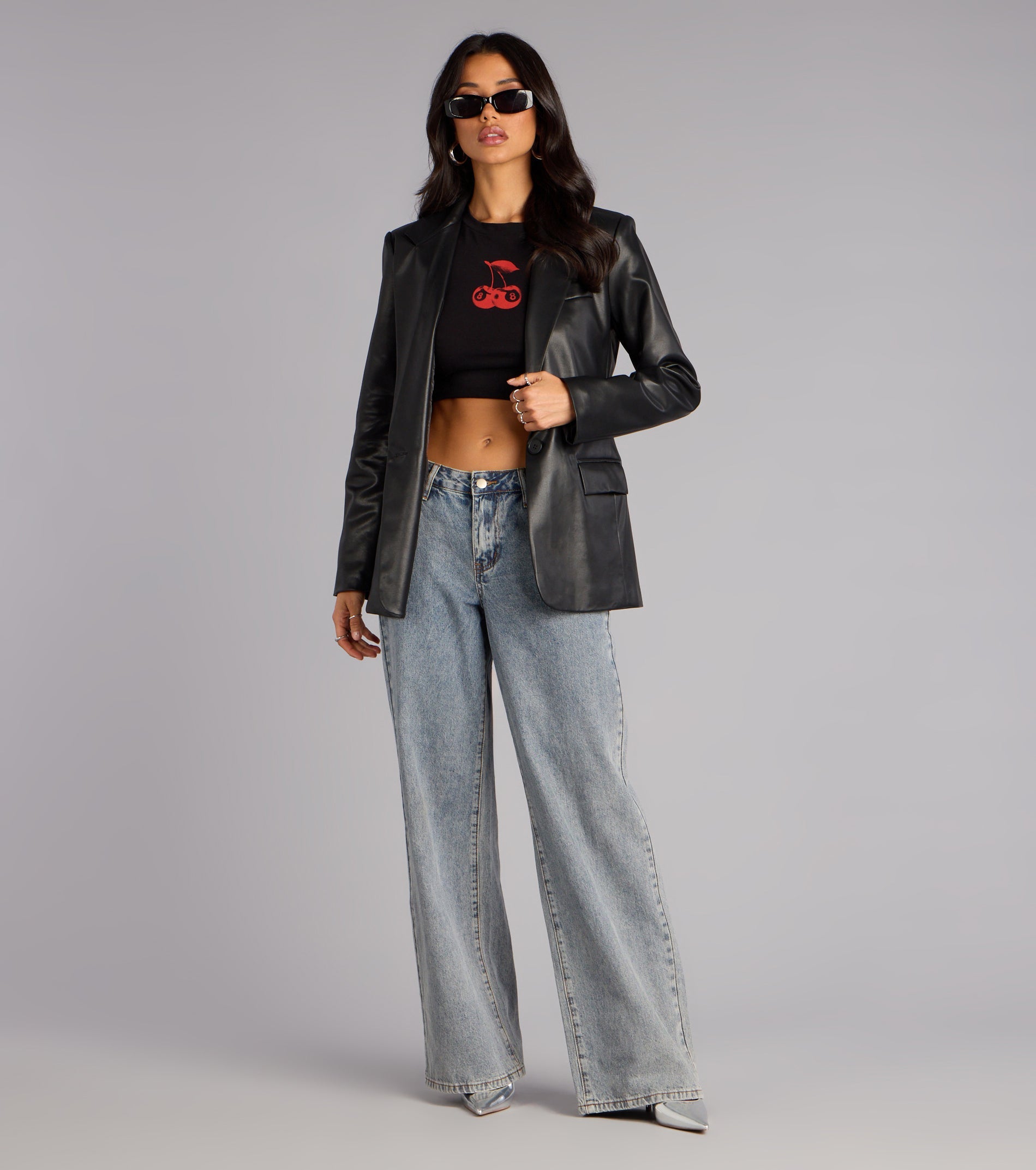 Keep It Trendy Oversized Faux Leather Blazer