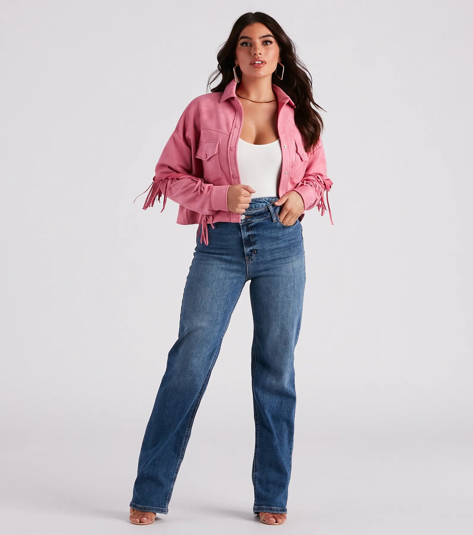 Festival 'Fit Fringe Cropped Shacket