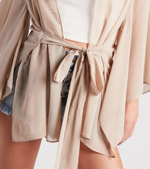 Beach Mode Chiffon Belted Kimono