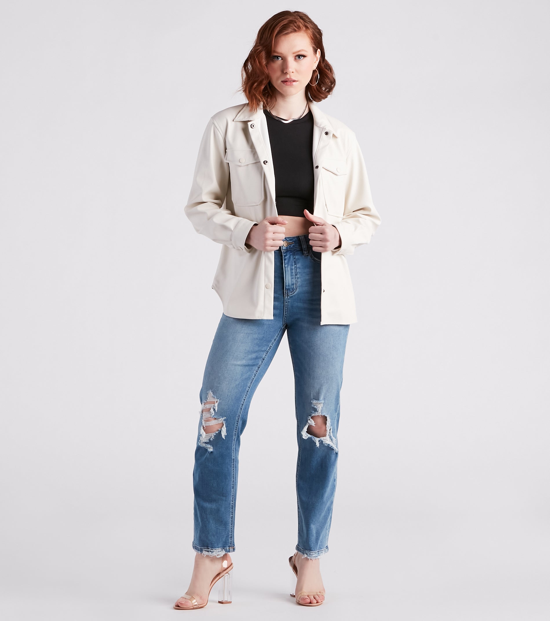 Hey Cool Girl Faux Leather Shacket