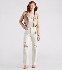 Edgy Soul Faux Suede Crop Moto Jacket