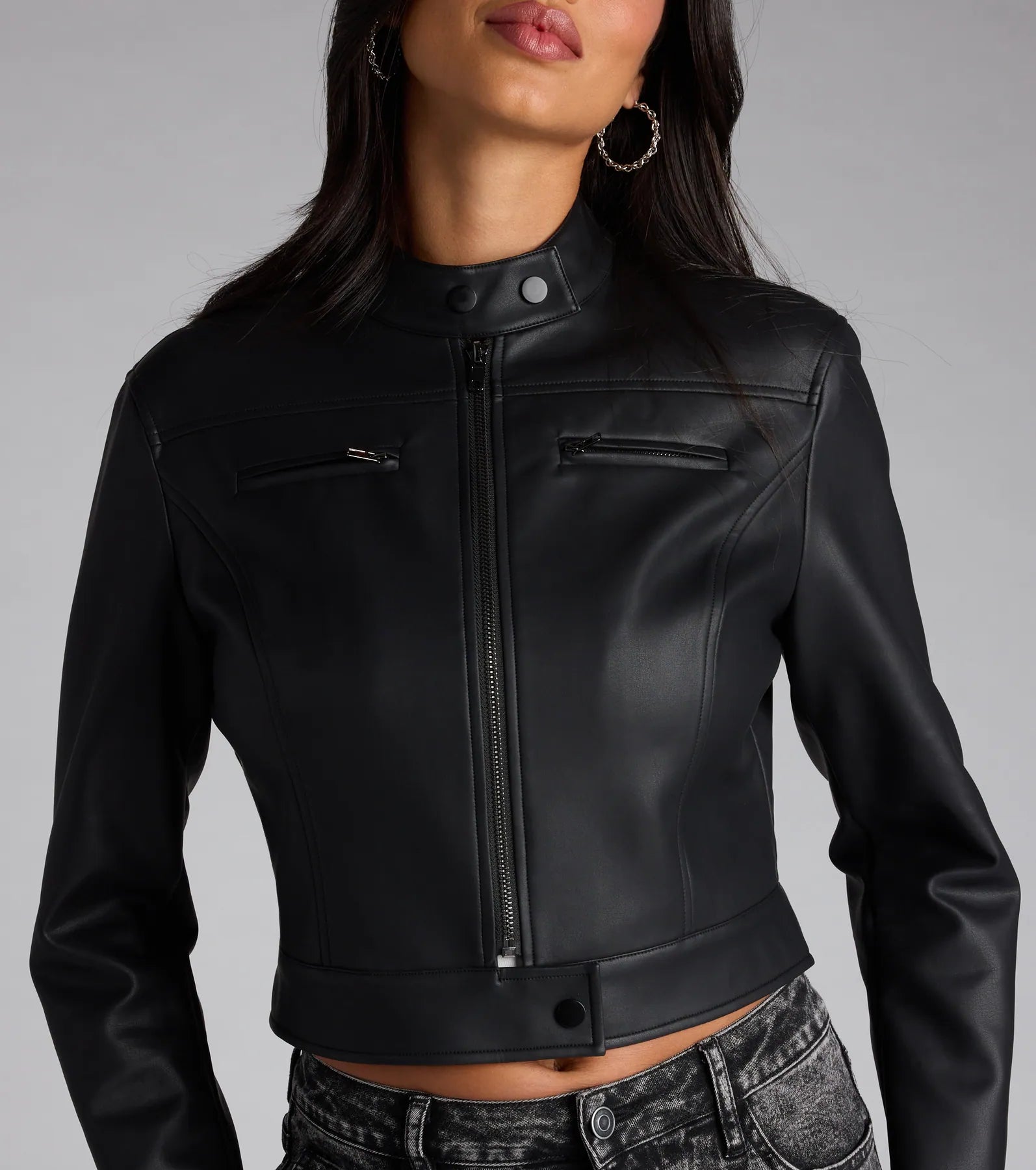 Along For The Ride Faux Leather Biker Jacket