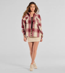 Comfy Cozy Vibes Plaid Woven Oversized Shacket