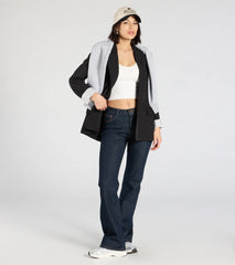 Official Business Striped Cuff Woven Blazer