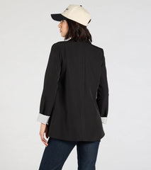 Official Business Striped Cuff Woven Blazer