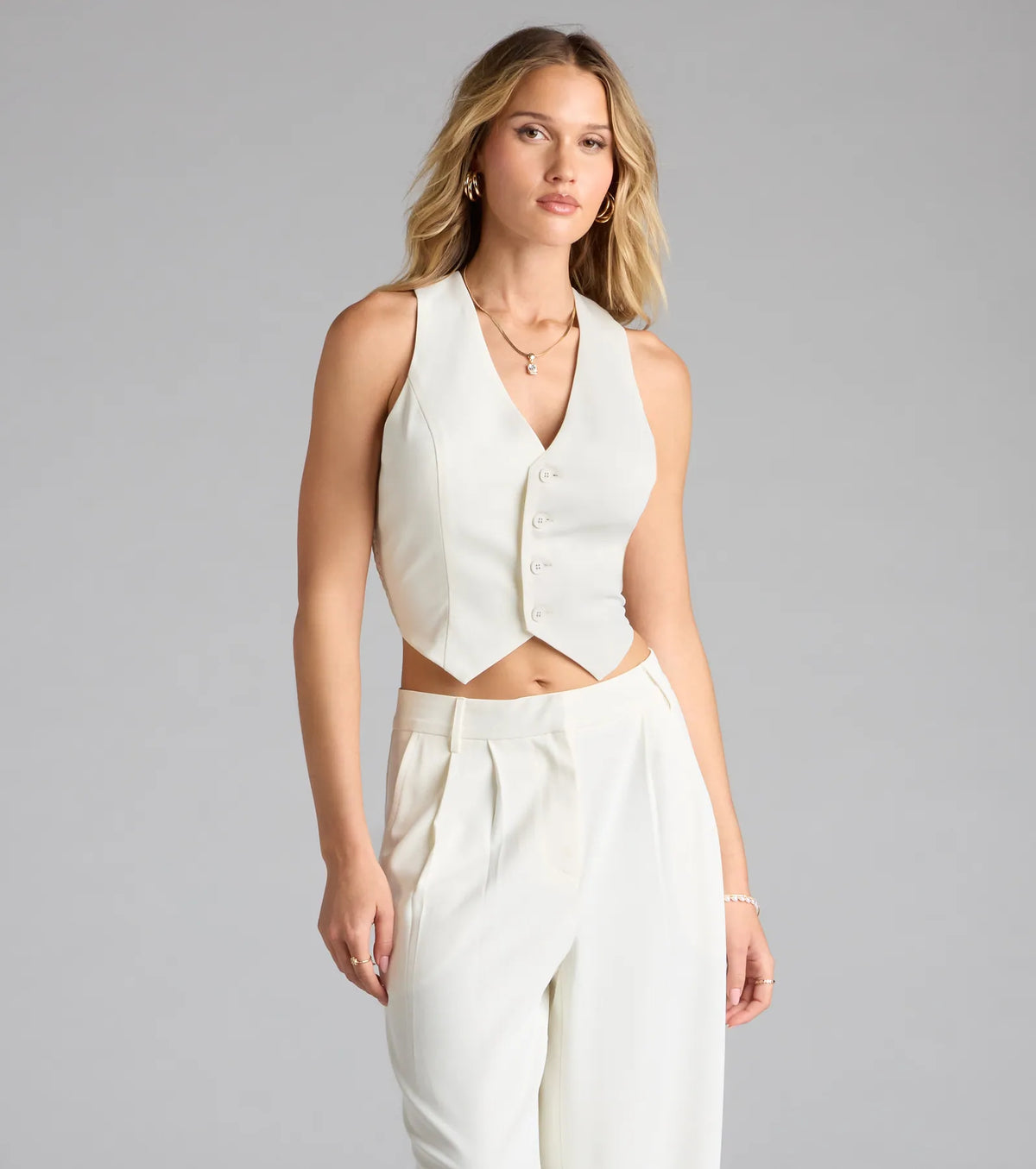 Power Moves Button Woven Vest