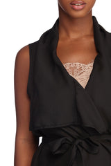 Drape Front Tie Waist Vest