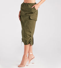 She's A Trendsetter Nylon Parachute Midi Skirt