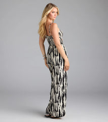 Remarkable Energy Abstract Striped Wide-Leg Jumpsuit