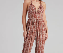 Summer Pop Tie-Dye Stripe Halter Jumpsuit