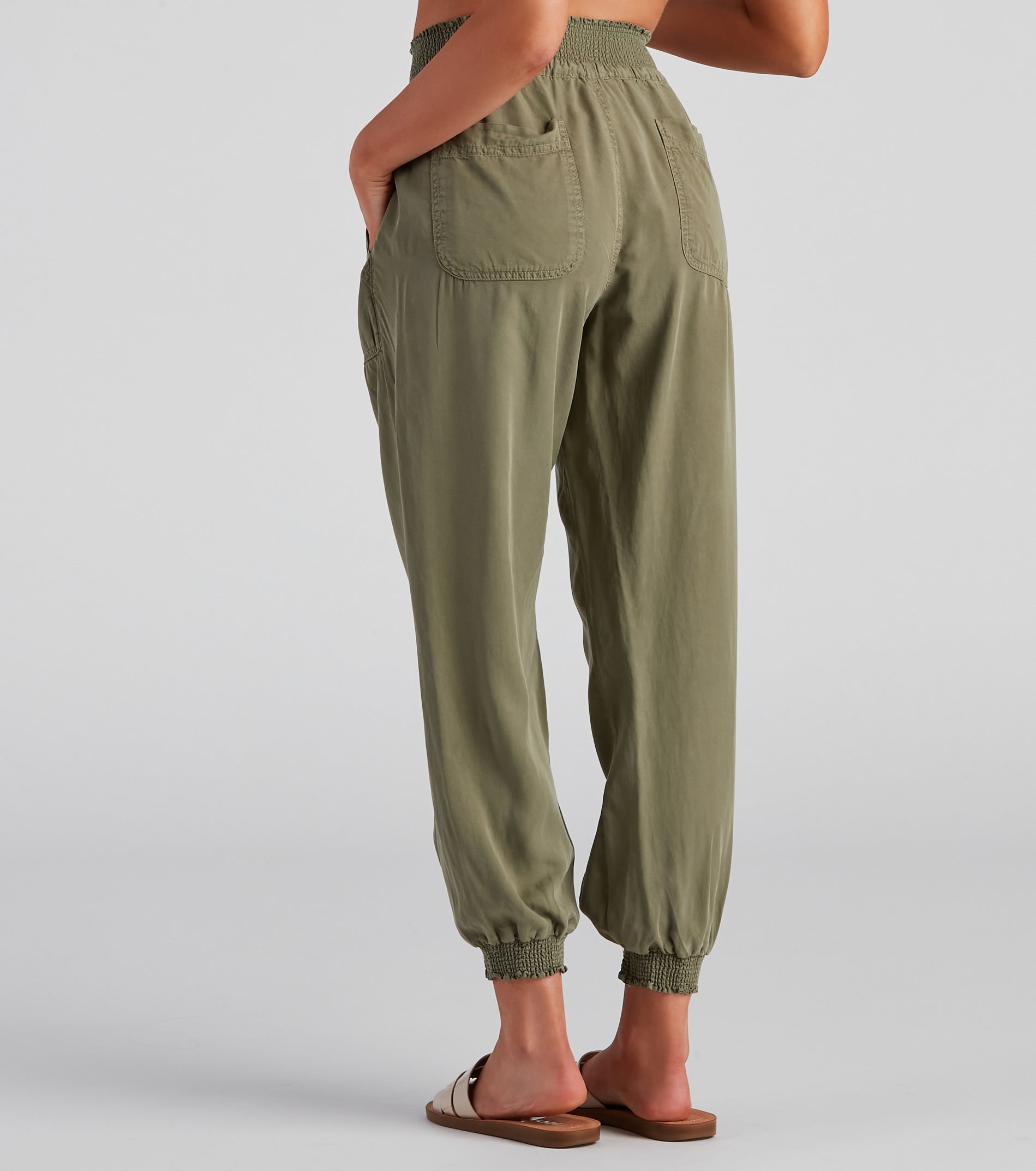 Coffee Break Smock Tie Waist Joggers