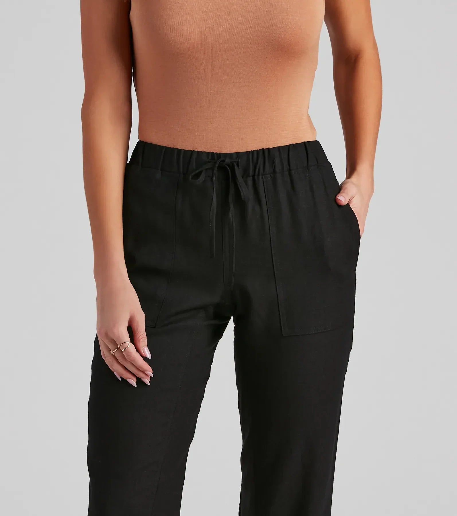 Seashore Stroll Drawstring Linen Joggers