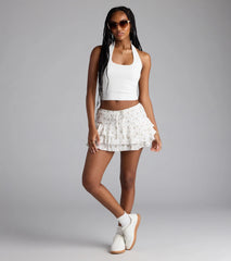 Lookin' Cutesy Floral Ruffled Mini Skort