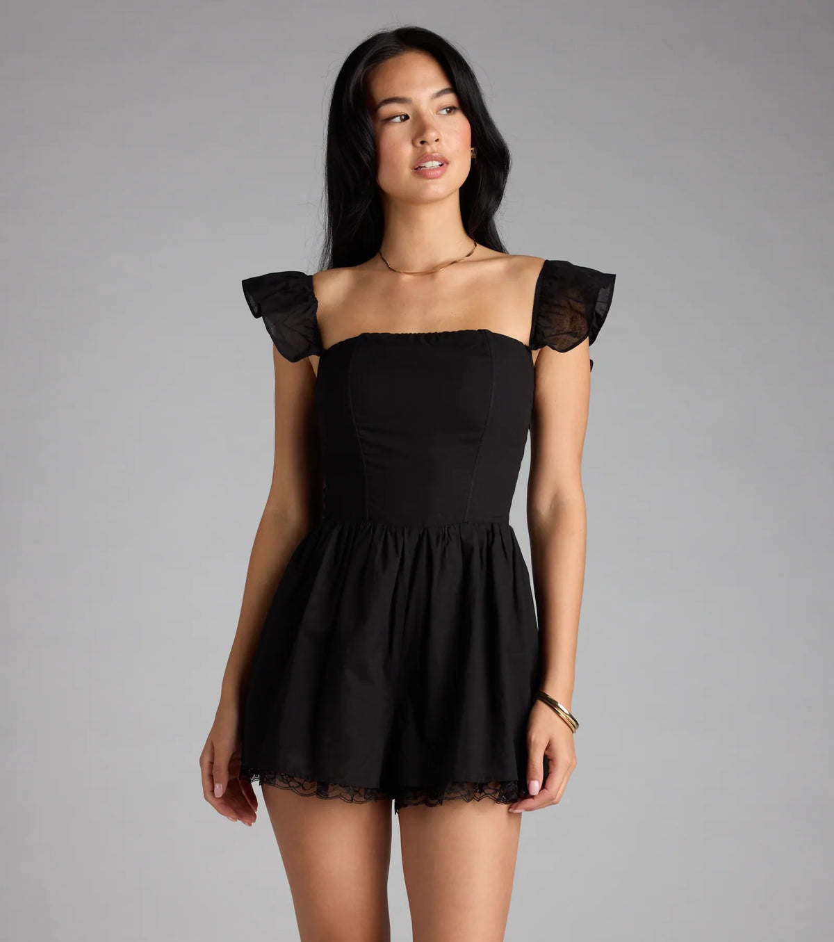 Flirty Perfection Corset Lace Trim Romper