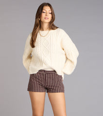 Autumn Stroll Striped Corduroy Shorts