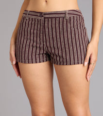 Autumn Stroll Striped Corduroy Shorts