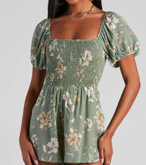 Walkin' On Sunshine Floral Puff Romper