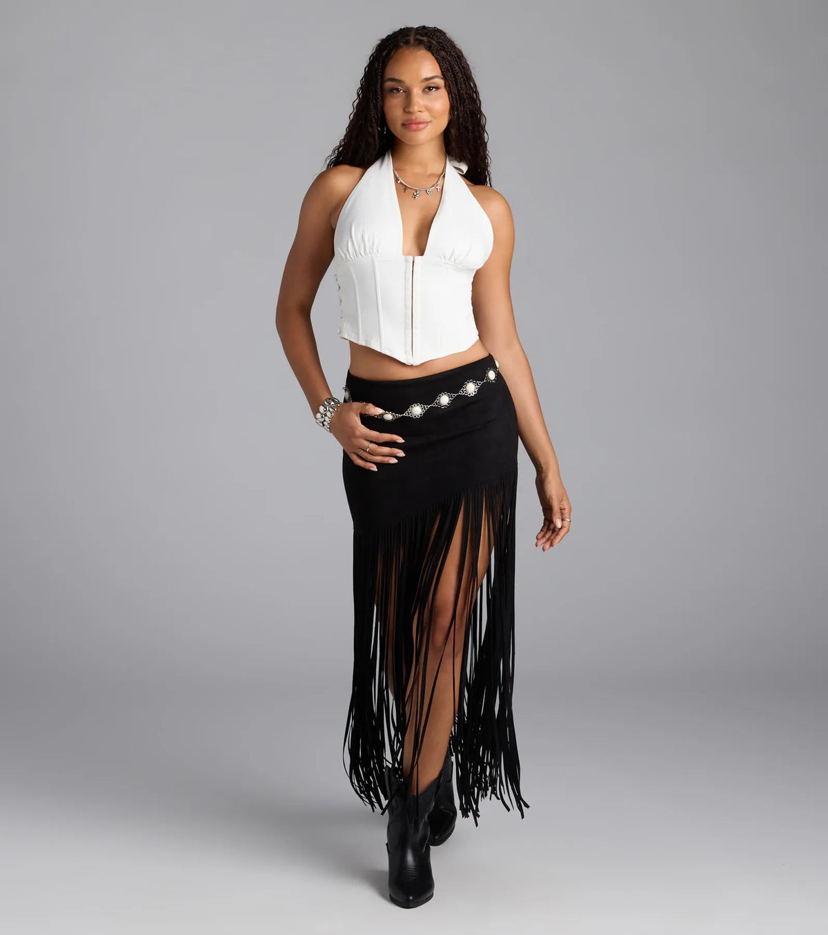 Shake It Up Fringe Maxi Skirt